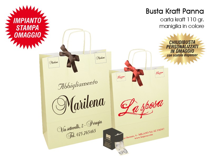 100 GRANDI Marrone Carta Kraft TAKEAWAY BUSTE