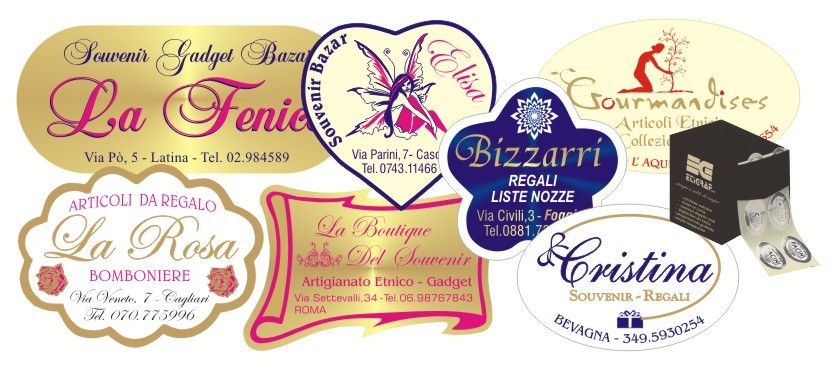 65 Etichette Adesive Personalizzate Dorate Per Chiudere Buste E Pacchi - 36x19 Mm, Nuove