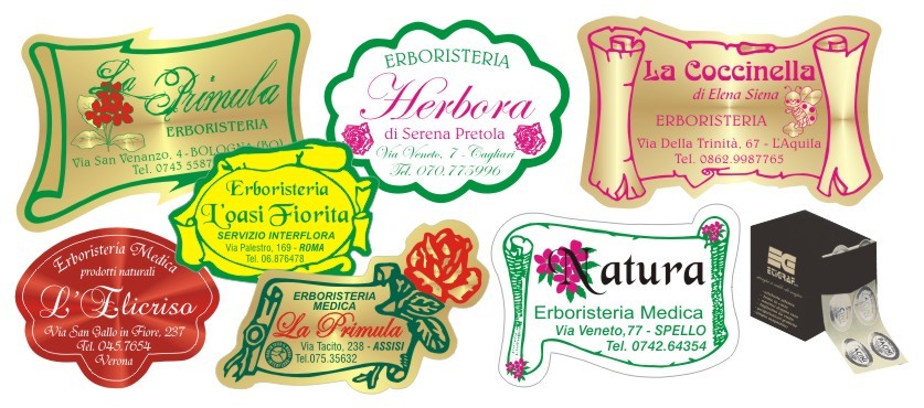 Etichette adesive per ERBORISTERIE, COSMETICA, COSMESI